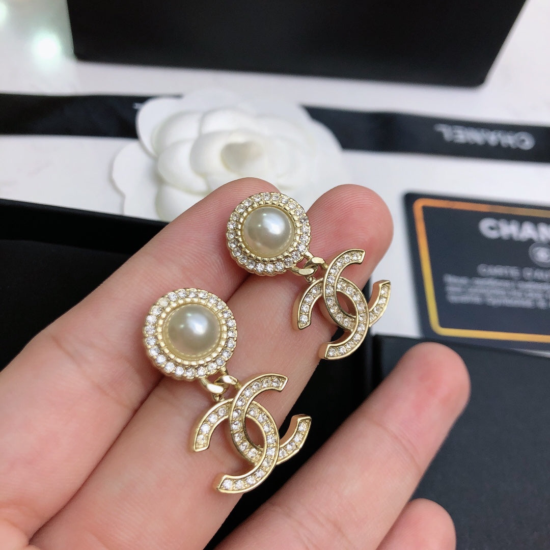 Chanel Pearl CC Stud Earrings