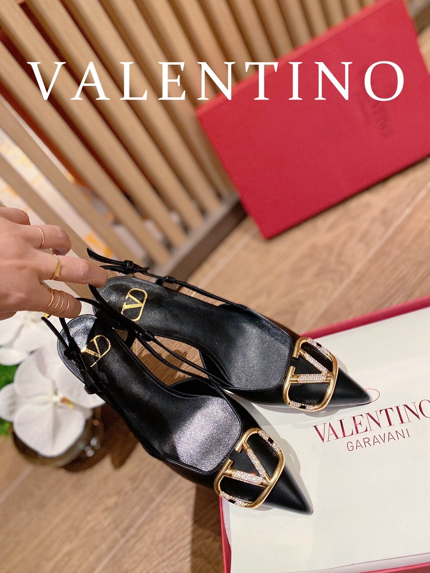 Valentino VLogo Signature Rhinestone Low-Heel Pumps – 2022 Collection