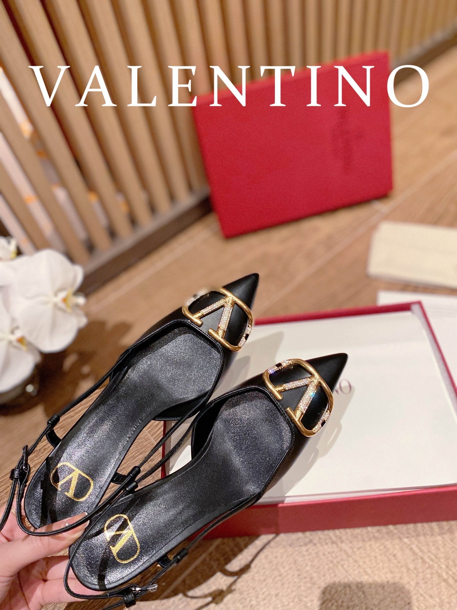 Valentino VLogo Signature Rhinestone Low-Heel Pumps – 2022 Collection