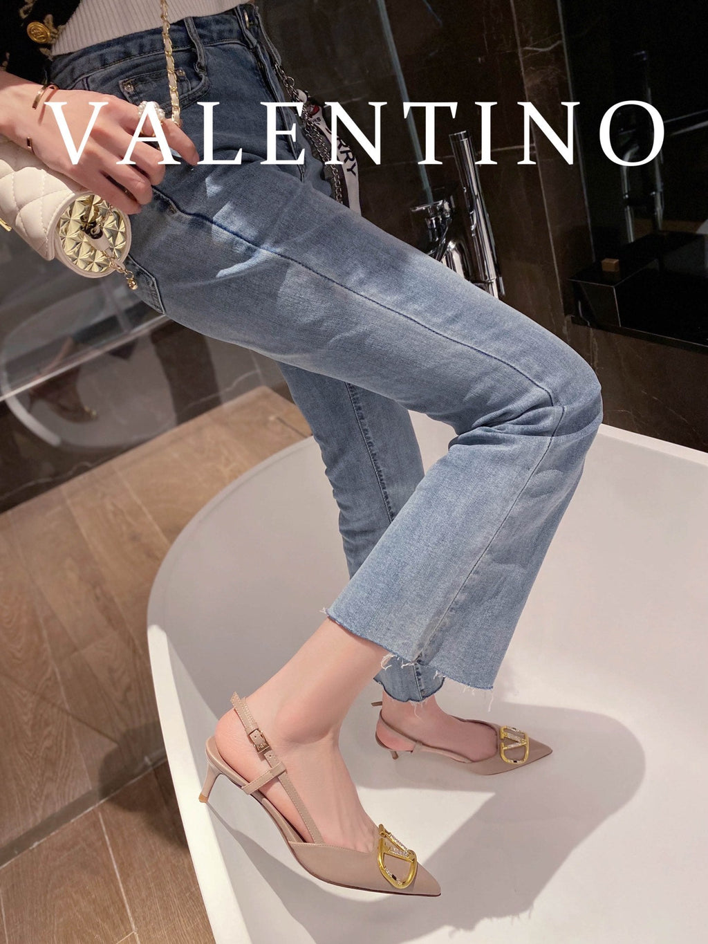 Valentino VLogo Signature Rhinestone Low-Heel Pumps – 2022 Collection