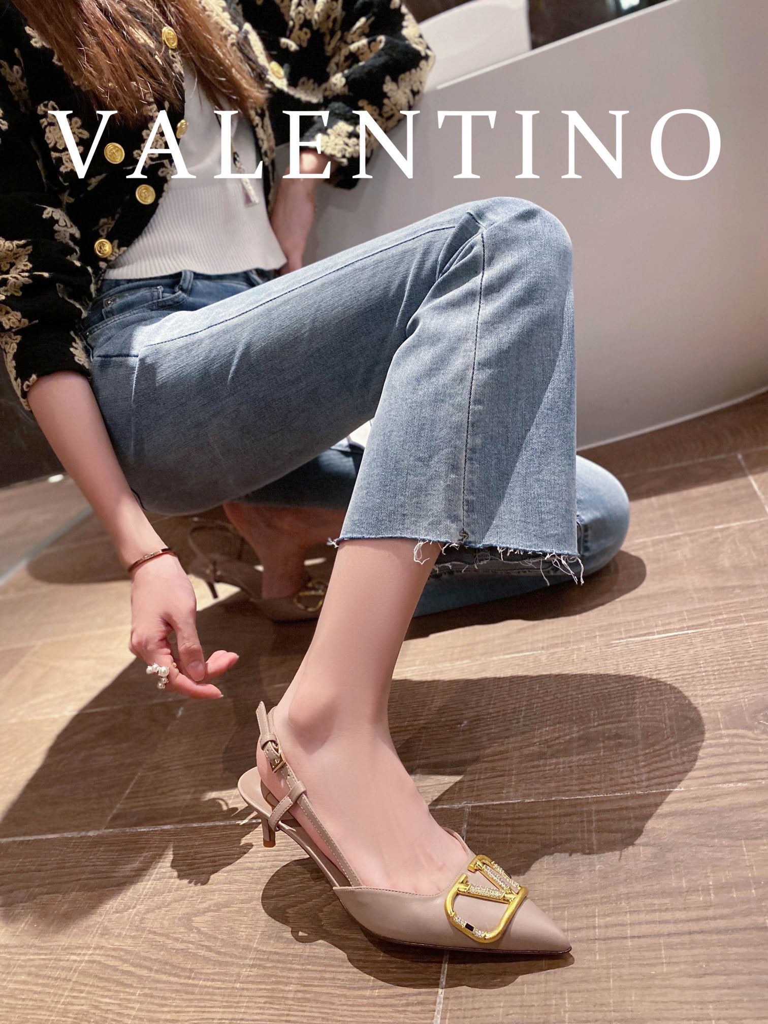 Valentino VLogo Signature Rhinestone Low-Heel Pumps – 2022 Collection