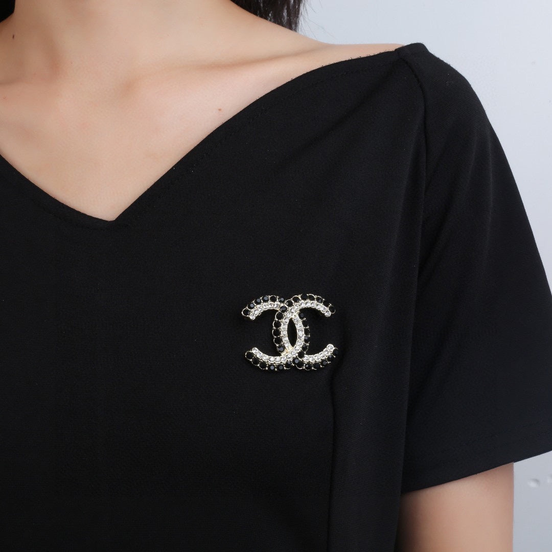 Chanel Double C Crystal Brooch – New Collection