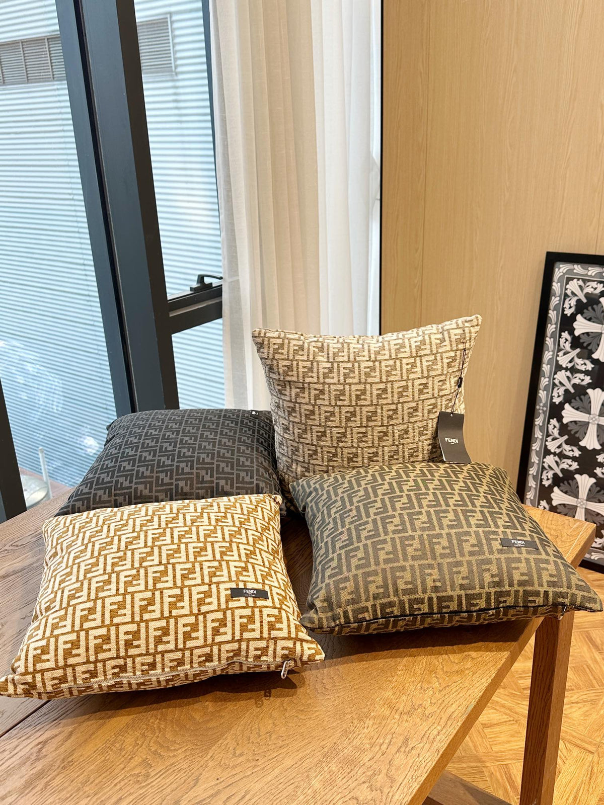 Fendi Casa Monogram Houndstooth Pillow