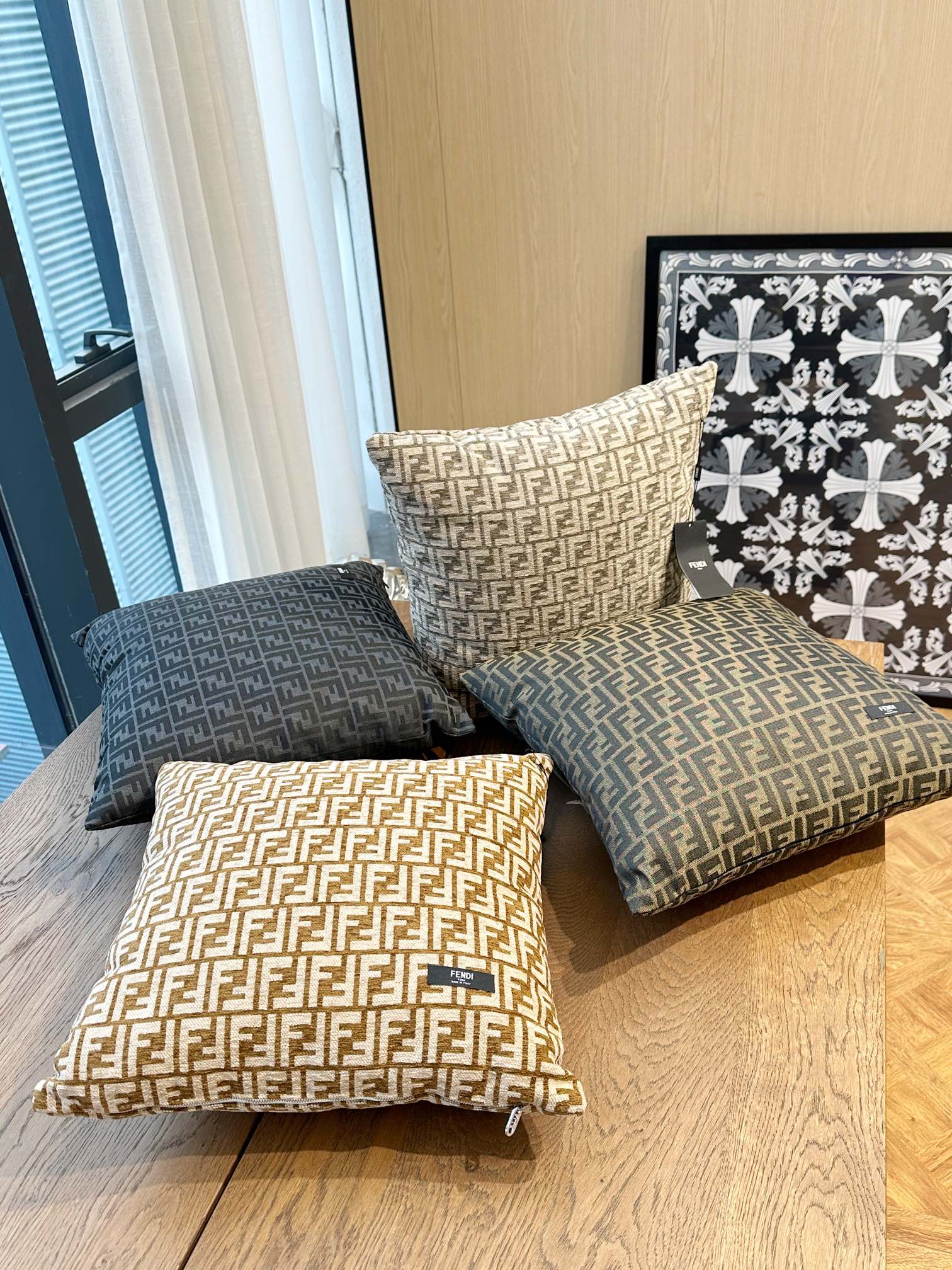 Fendi Casa Monogram Houndstooth Pillow