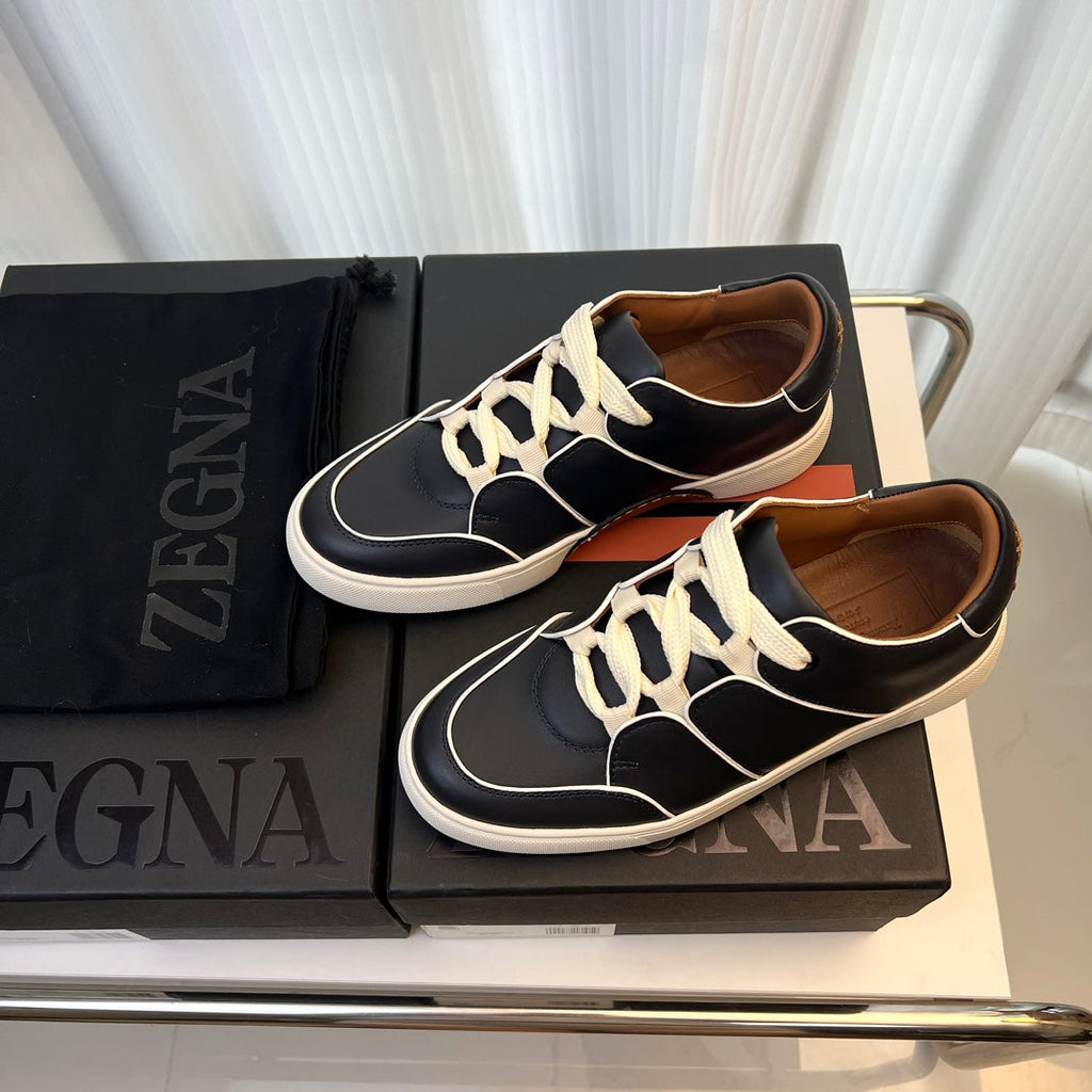 Zegna TIZIANO Calfskin Low-Top Sneakers