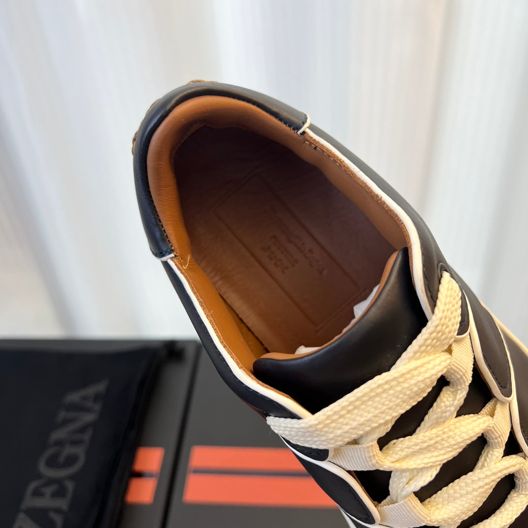 Zegna TIZIANO Calfskin Low-Top Sneakers