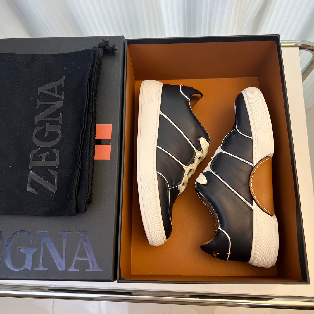 Zegna TIZIANO Calfskin Low-Top Sneakers