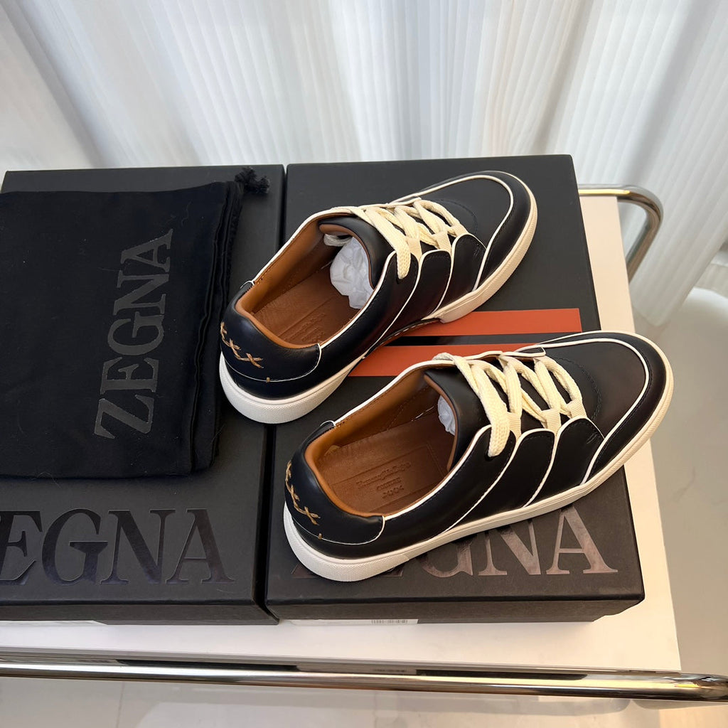 Zegna TIZIANO Calfskin Low-Top Sneakers