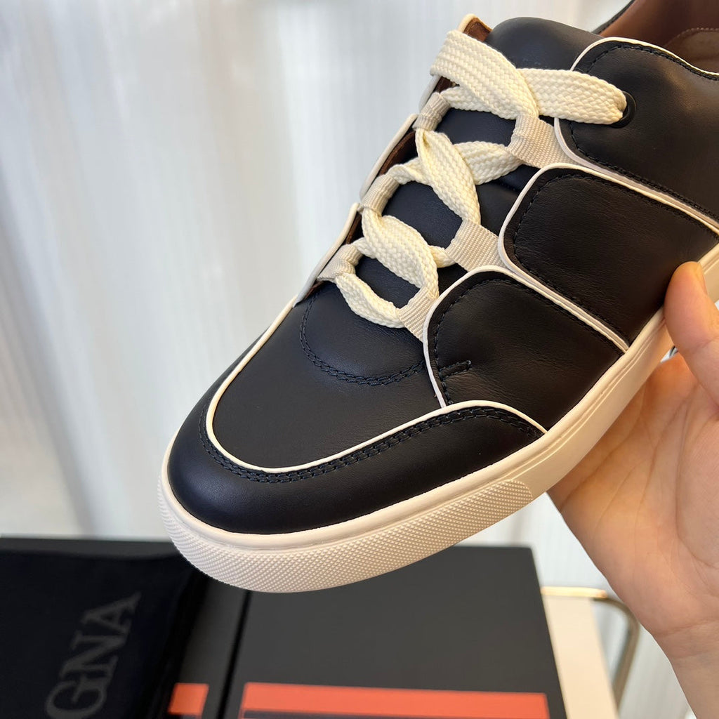 Zegna TIZIANO Calfskin Low-Top Sneakers