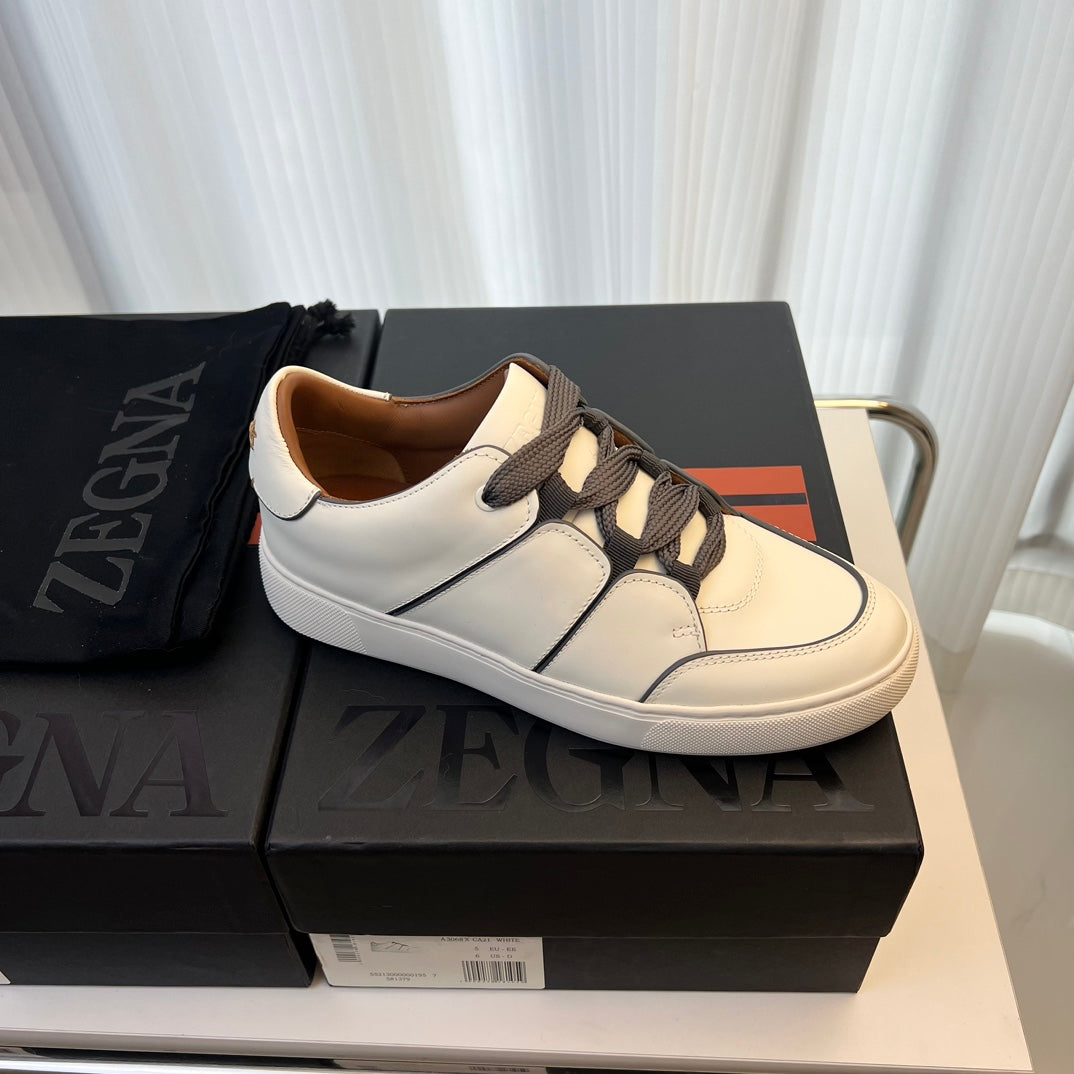 Zegna TIZIANO Calfskin Low-Top Sneakers