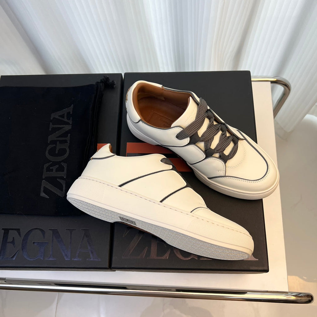 Zegna TIZIANO Calfskin Low-Top Sneakers