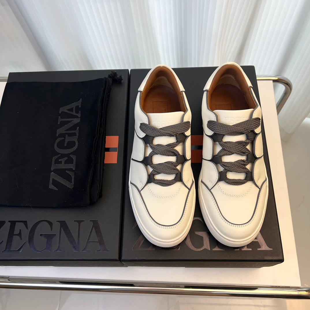 Zegna TIZIANO Calfskin Low-Top Sneakers
