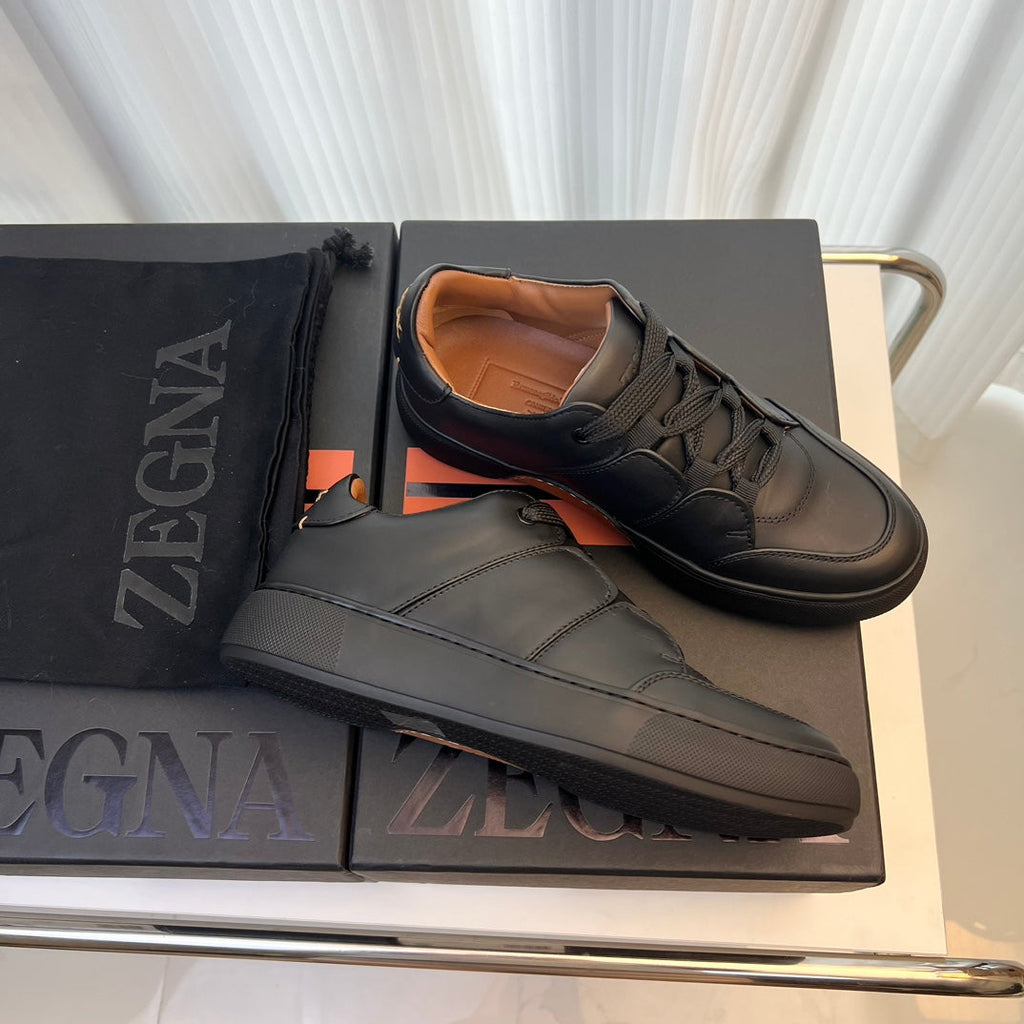 Zegna TIZIANO Calfskin Low-Top Sneakers