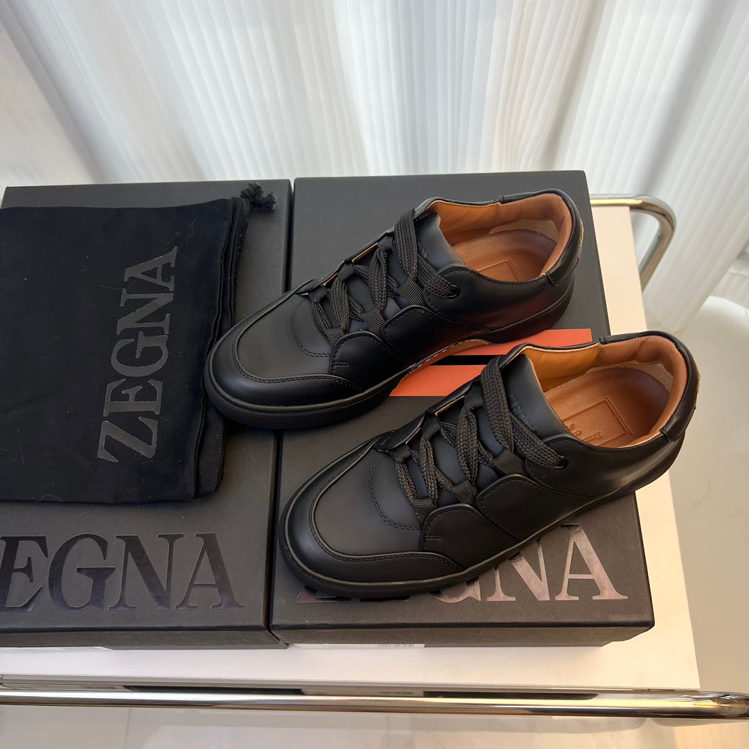 Zegna TIZIANO Calfskin Low-Top Sneakers