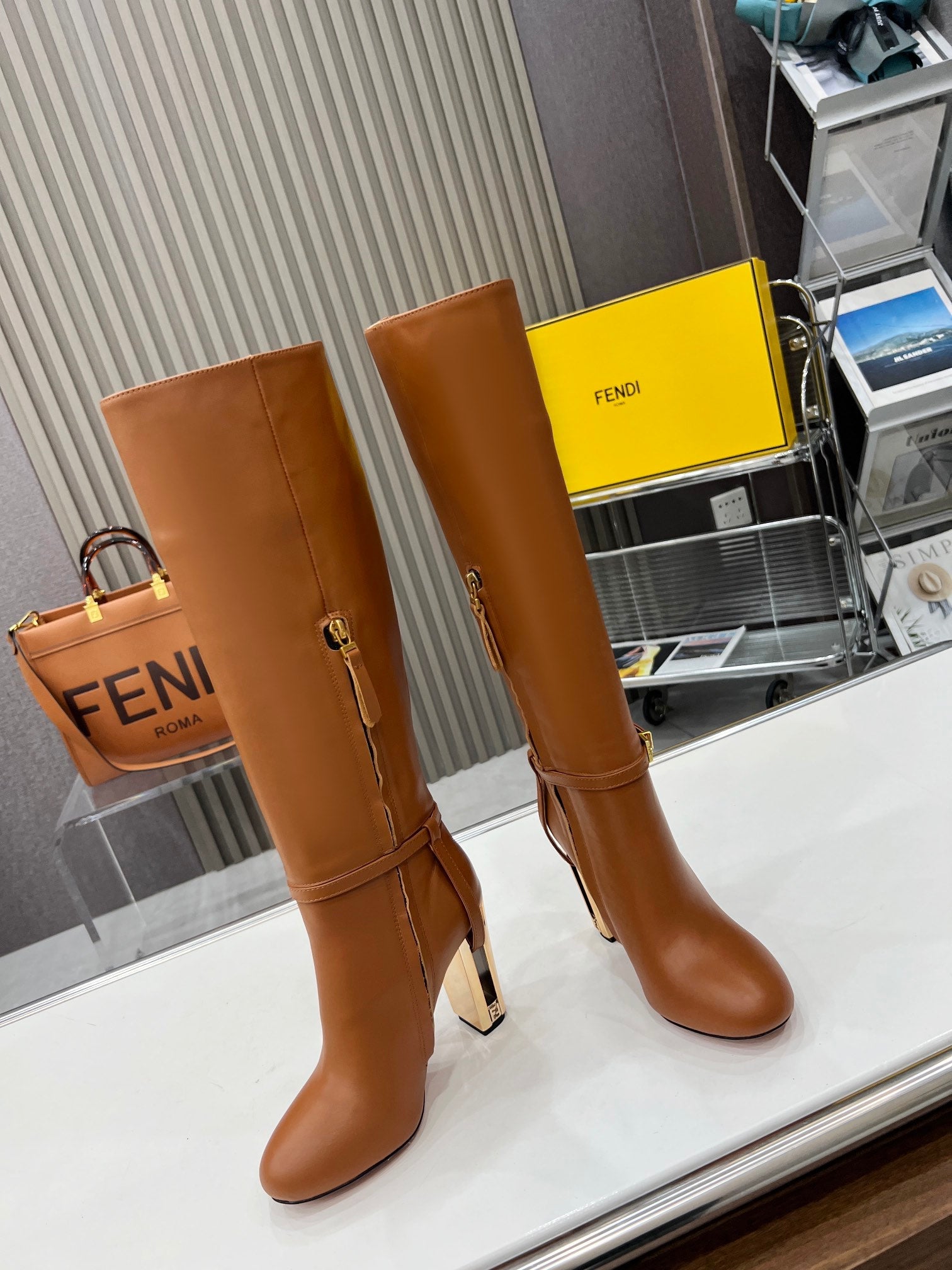 Fendi Delfina Runway Round Toe Boots