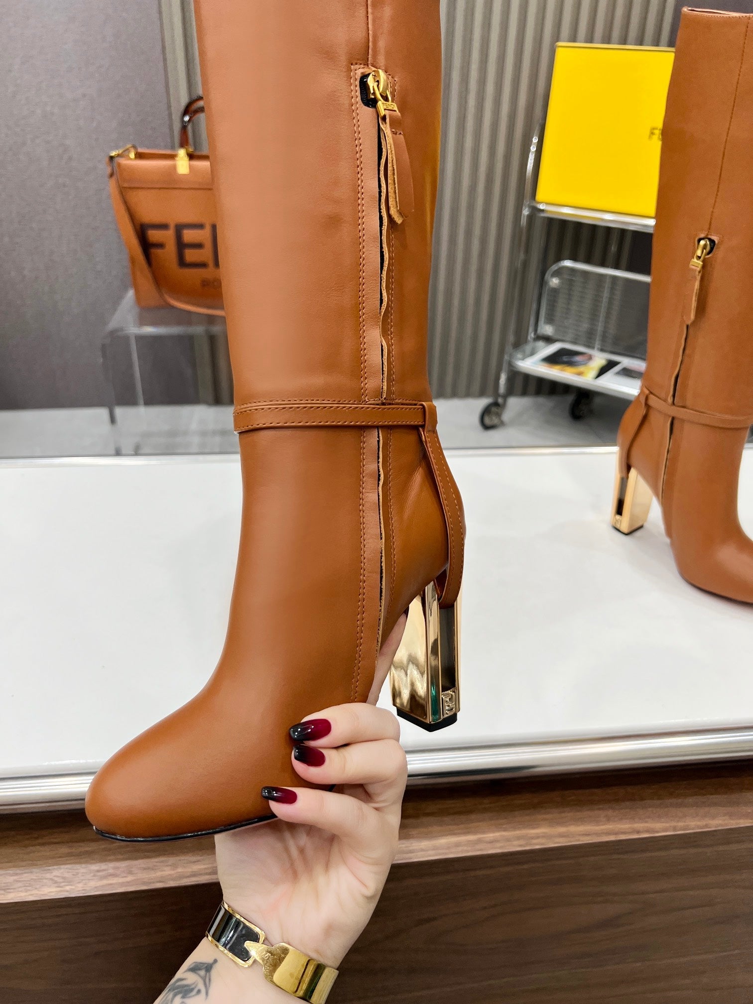 Fendi Delfina Runway Round Toe Boots