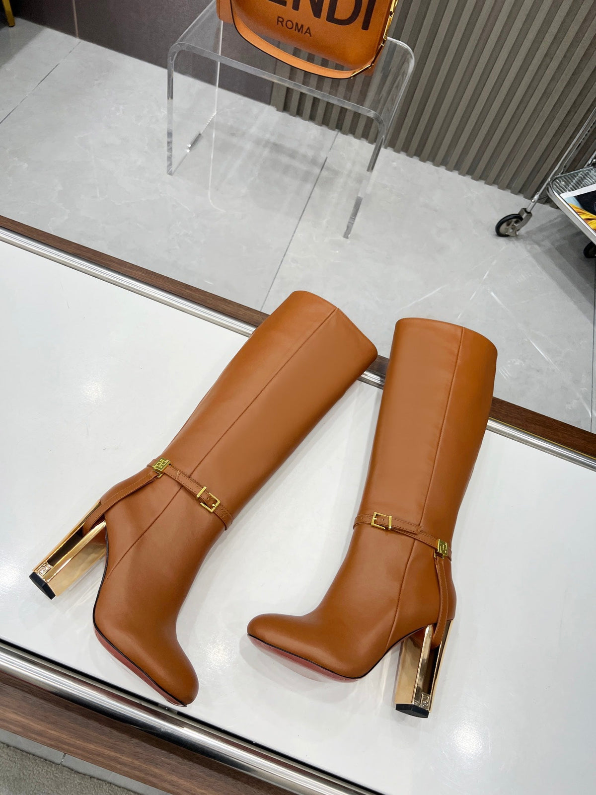 Fendi Delfina Runway Round Toe Boots