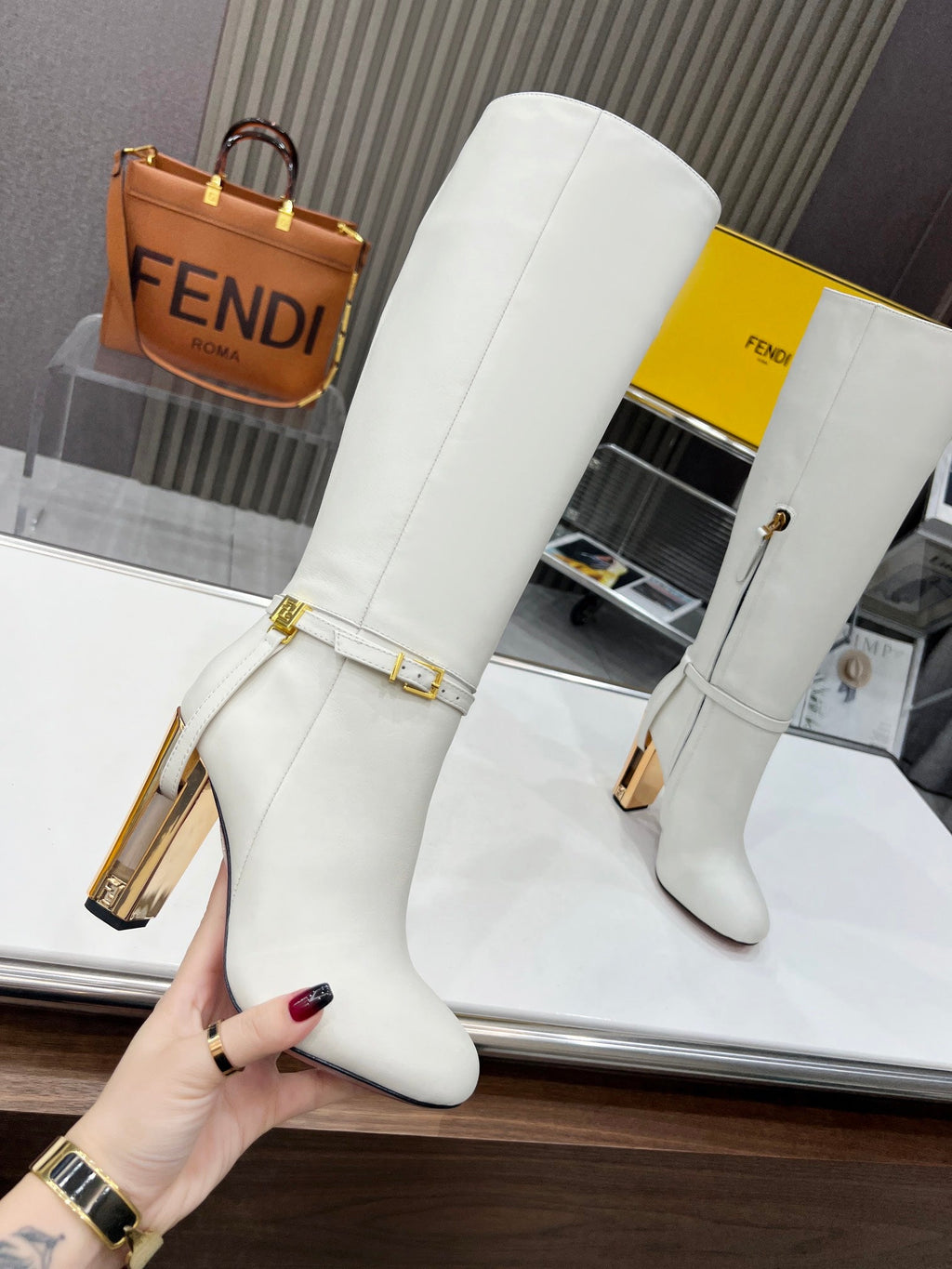 Fendi Delfina Runway Round Toe Boots