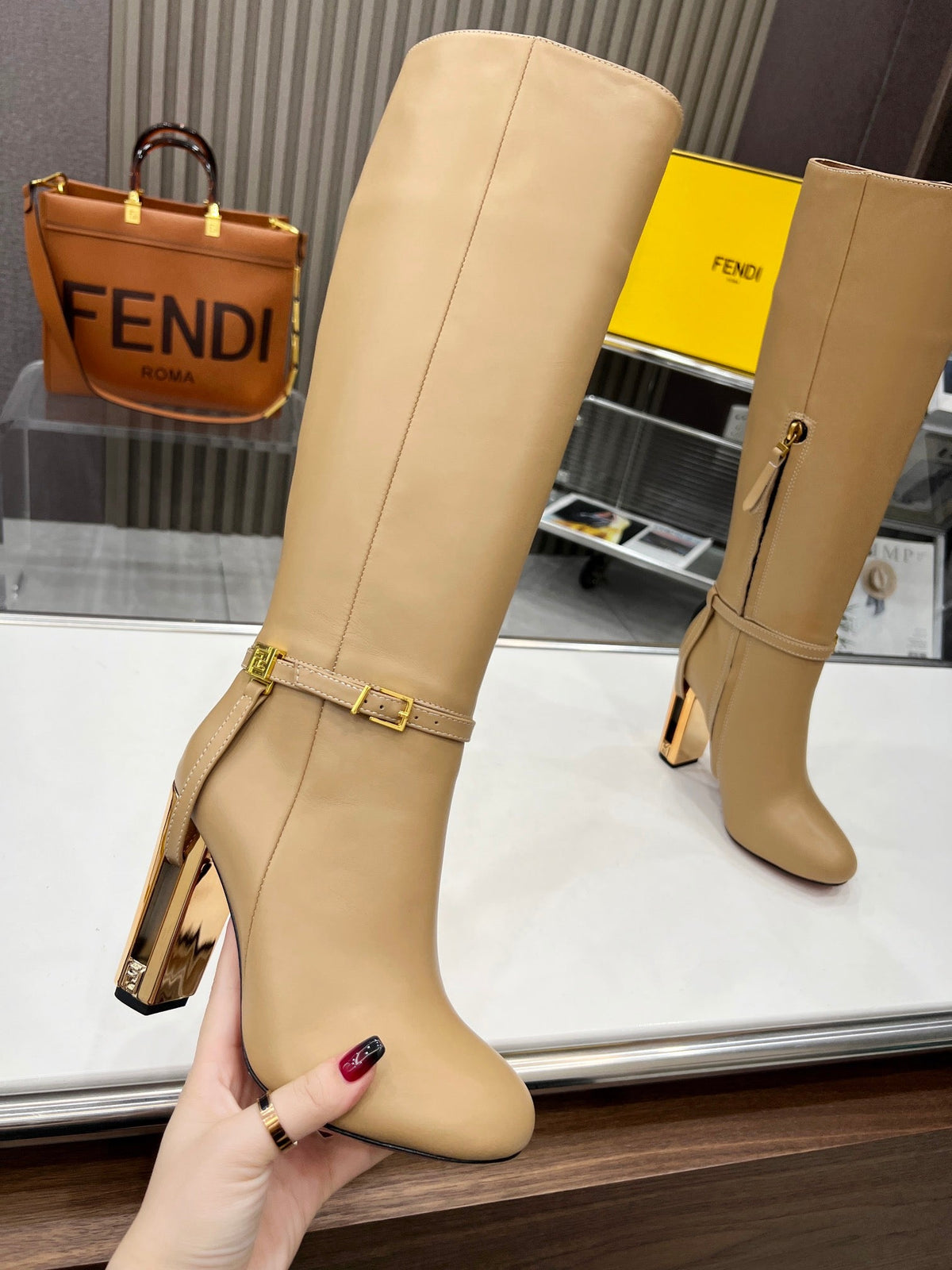 Fendi Delfina Runway Round Toe Boots