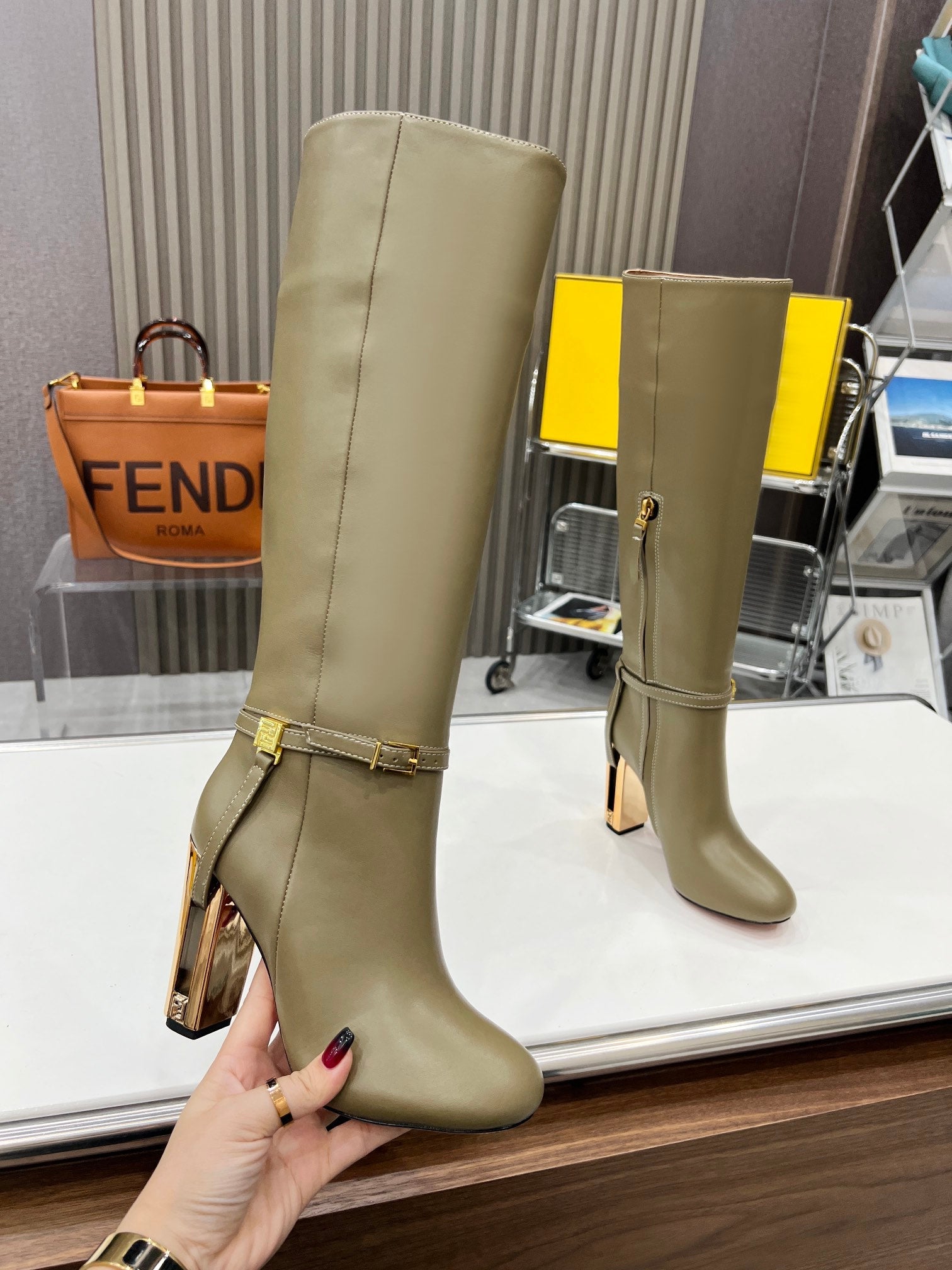 Fendi Delfina Runway Round Toe Boots