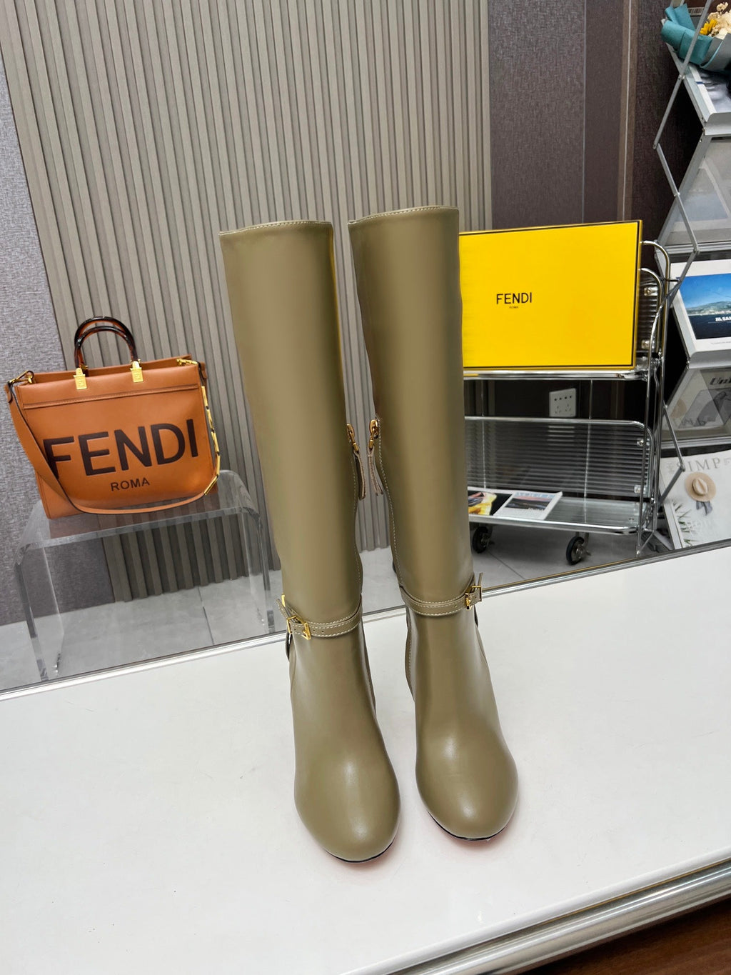 Fendi Delfina Runway Round Toe Boots