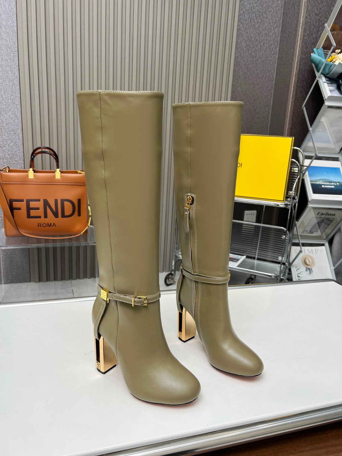 Fendi Delfina Runway Round Toe Boots