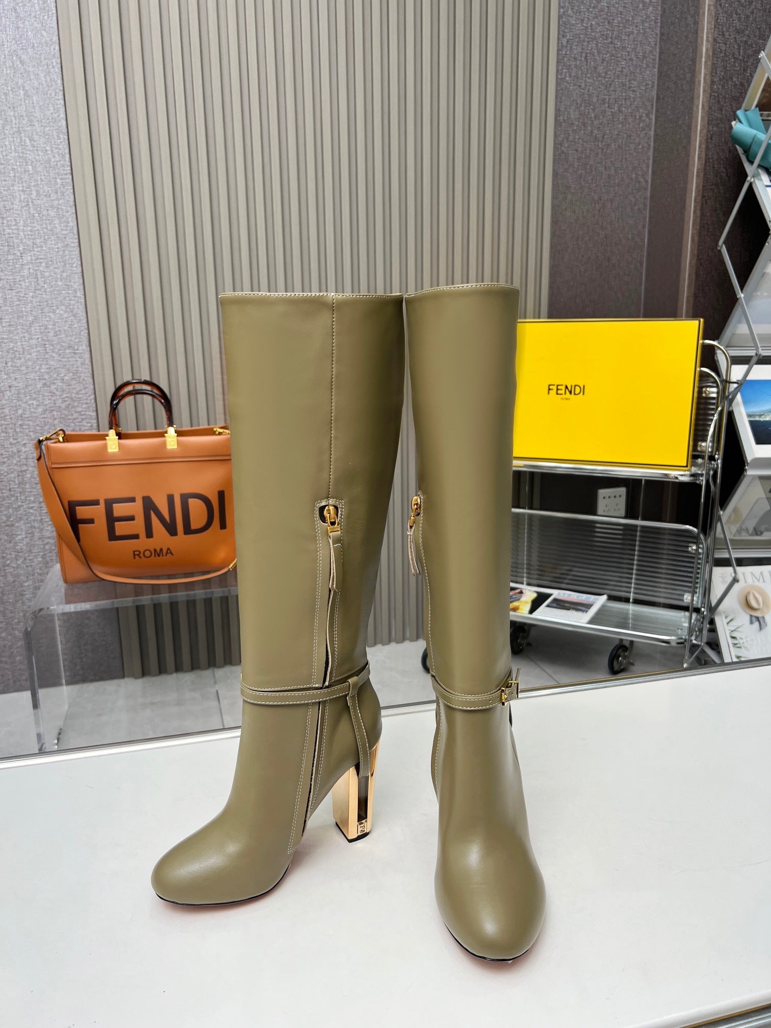 Fendi Delfina Runway Round Toe Boots
