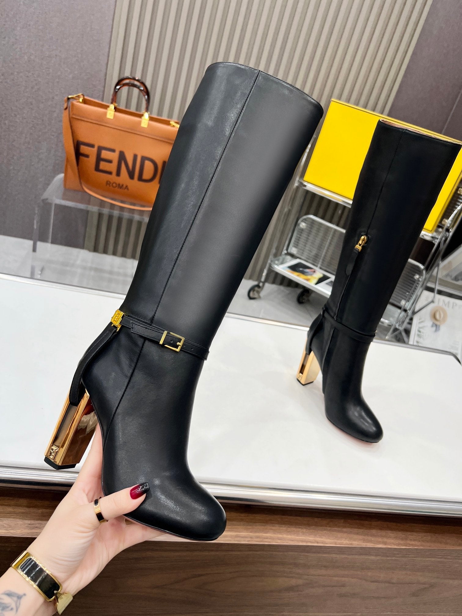 Fendi Delfina Runway Round Toe Boots