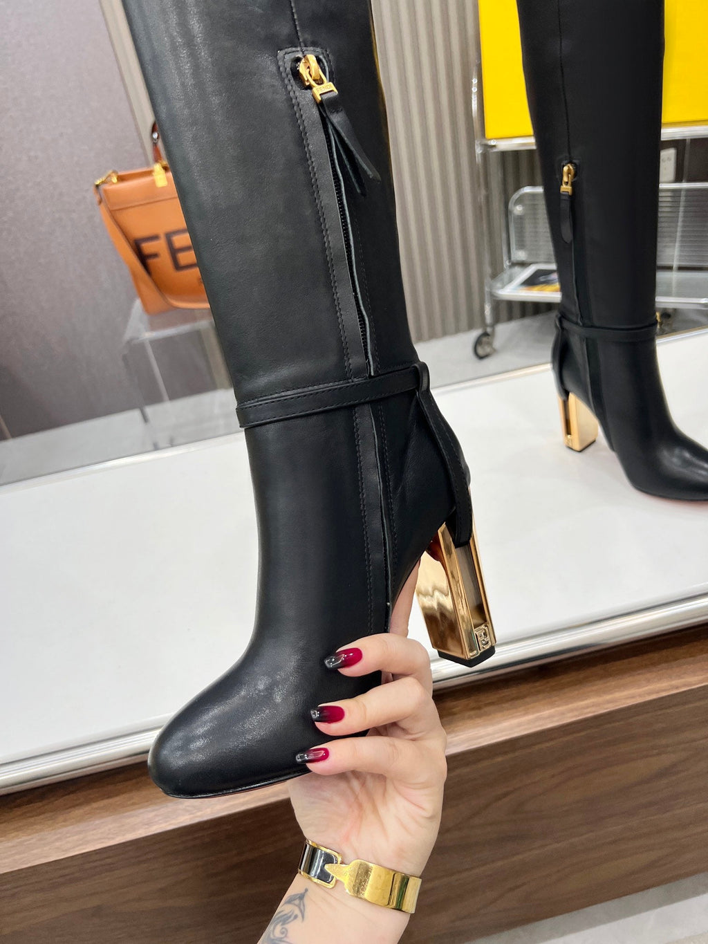 Fendi Delfina Runway Round Toe Boots
