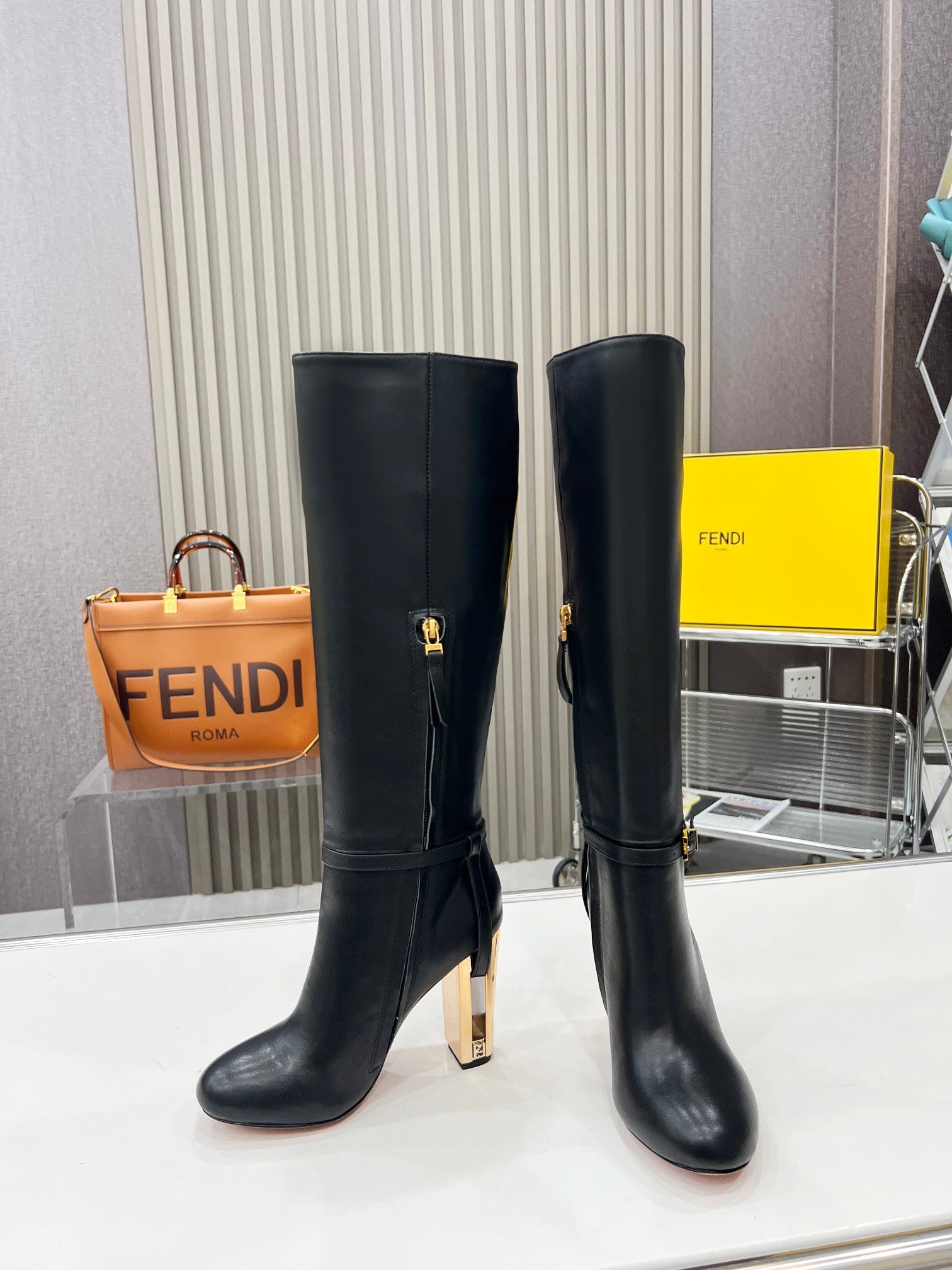 Fendi Delfina Runway Round Toe Boots