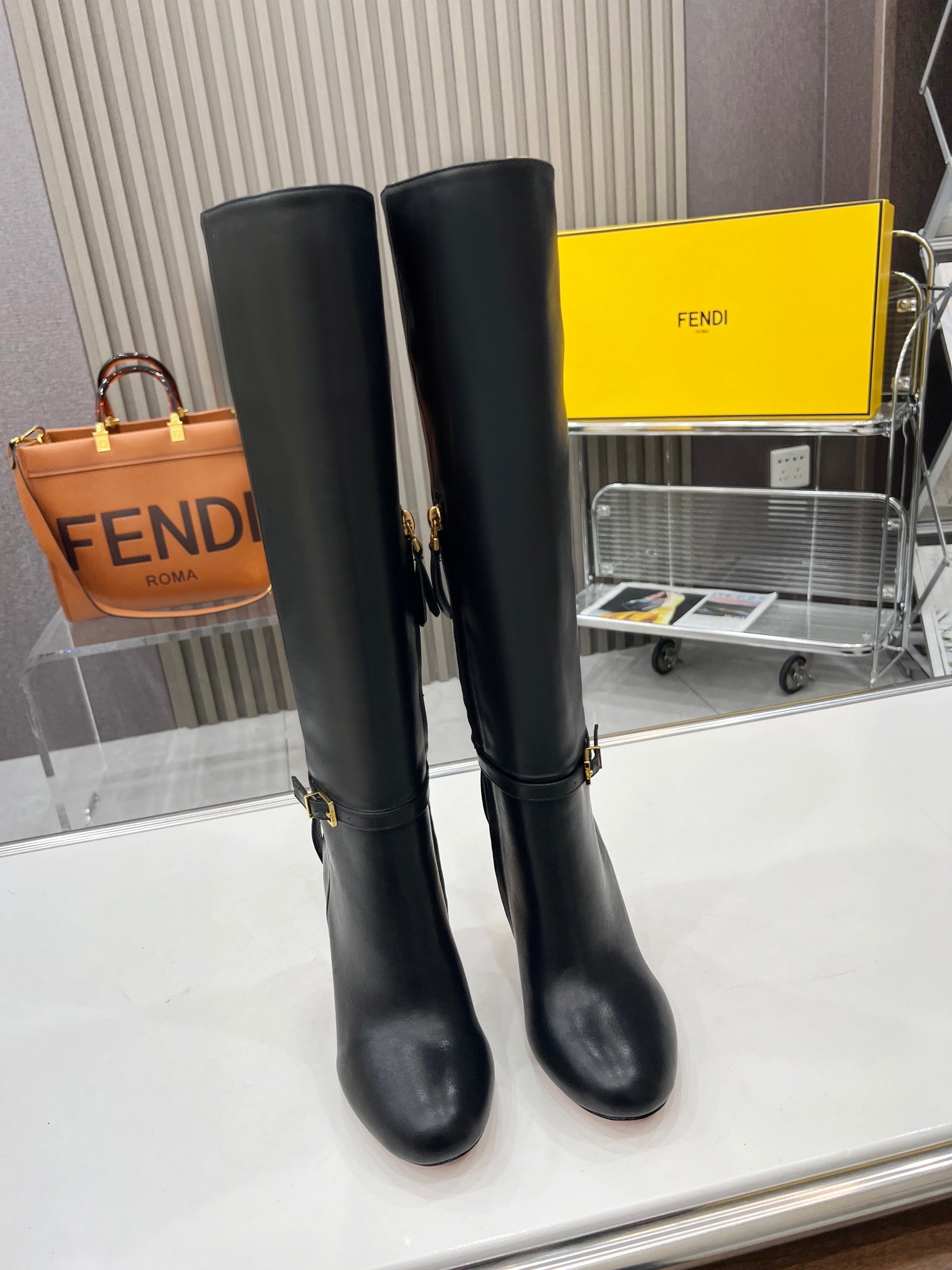 Fendi Delfina Runway Round Toe Boots