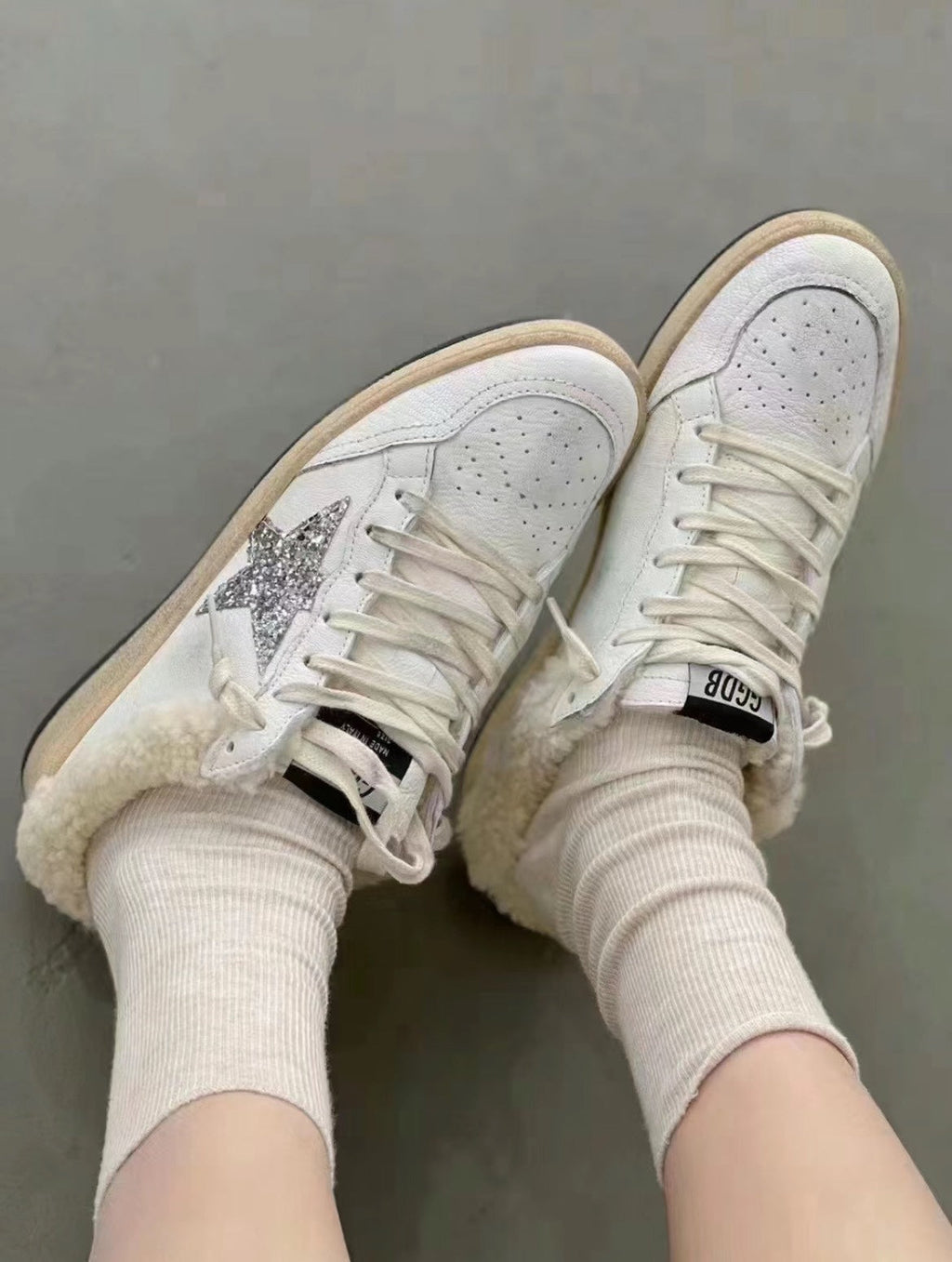 Golden Goose SUPERSTAR Silver Star Wool Mules – 2023FW