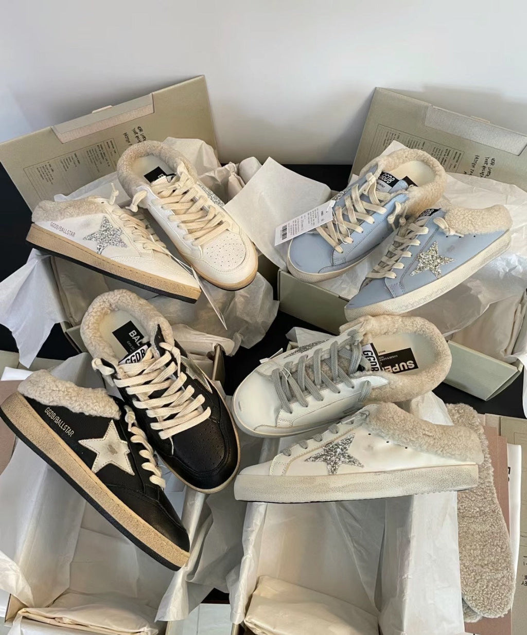 Golden Goose SUPERSTAR Silver Star Wool Mules – 2023FW