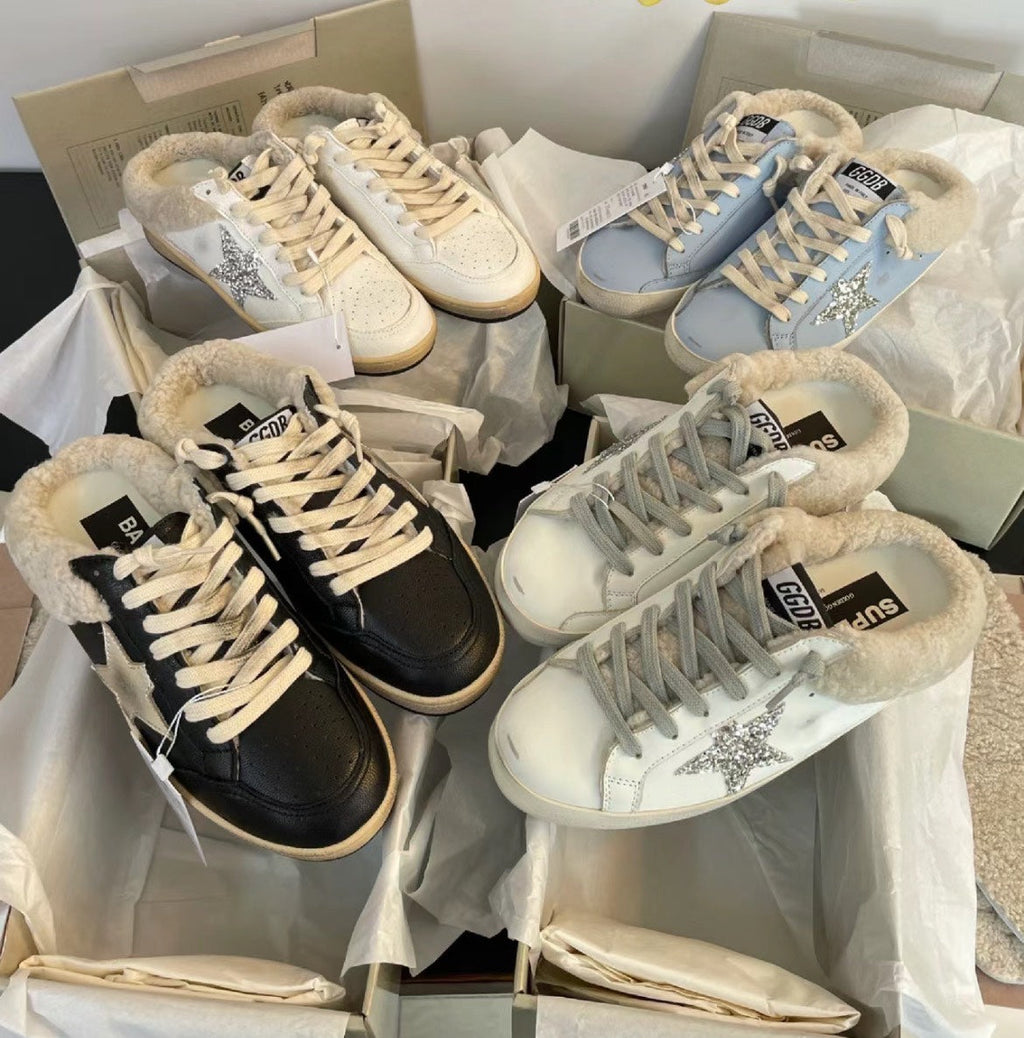 Golden Goose SUPERSTAR Silver Star Wool Mules – 2023FW