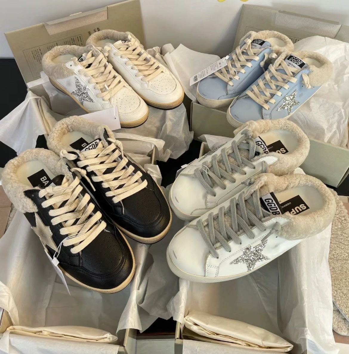 Golden Goose SUPERSTAR Silver Star Wool Mules – 2023FW