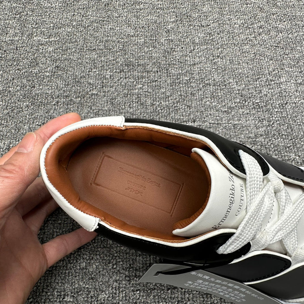 Zegna Tiziano Smooth Leather Gradient Patchwork Low-Top Sneakers