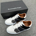 Zegna Tiziano Smooth Leather Gradient Patchwork Low-Top Sneakers