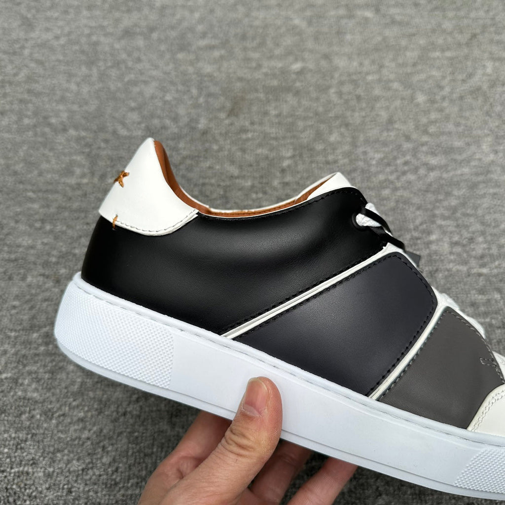 Zegna Tiziano Smooth Leather Gradient Patchwork Low-Top Sneakers