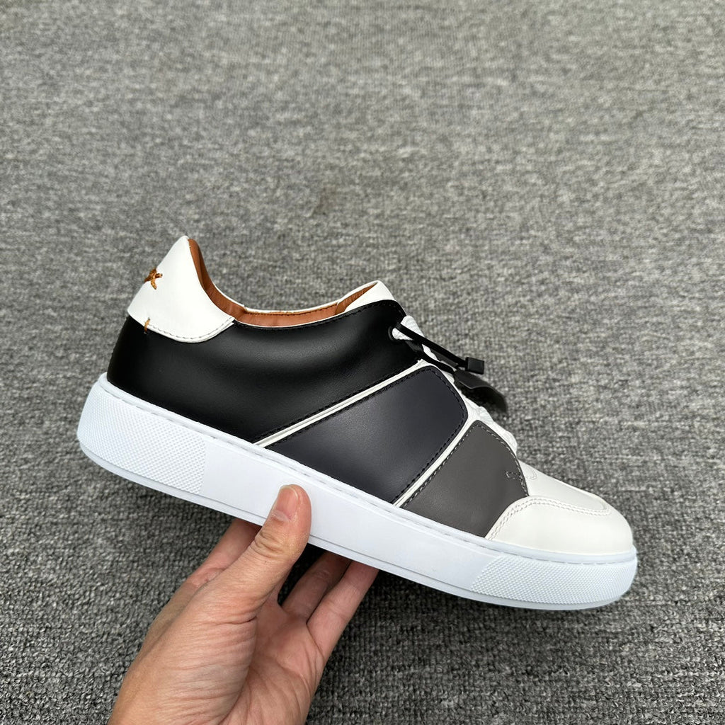 Zegna Tiziano Smooth Leather Gradient Patchwork Low-Top Sneakers