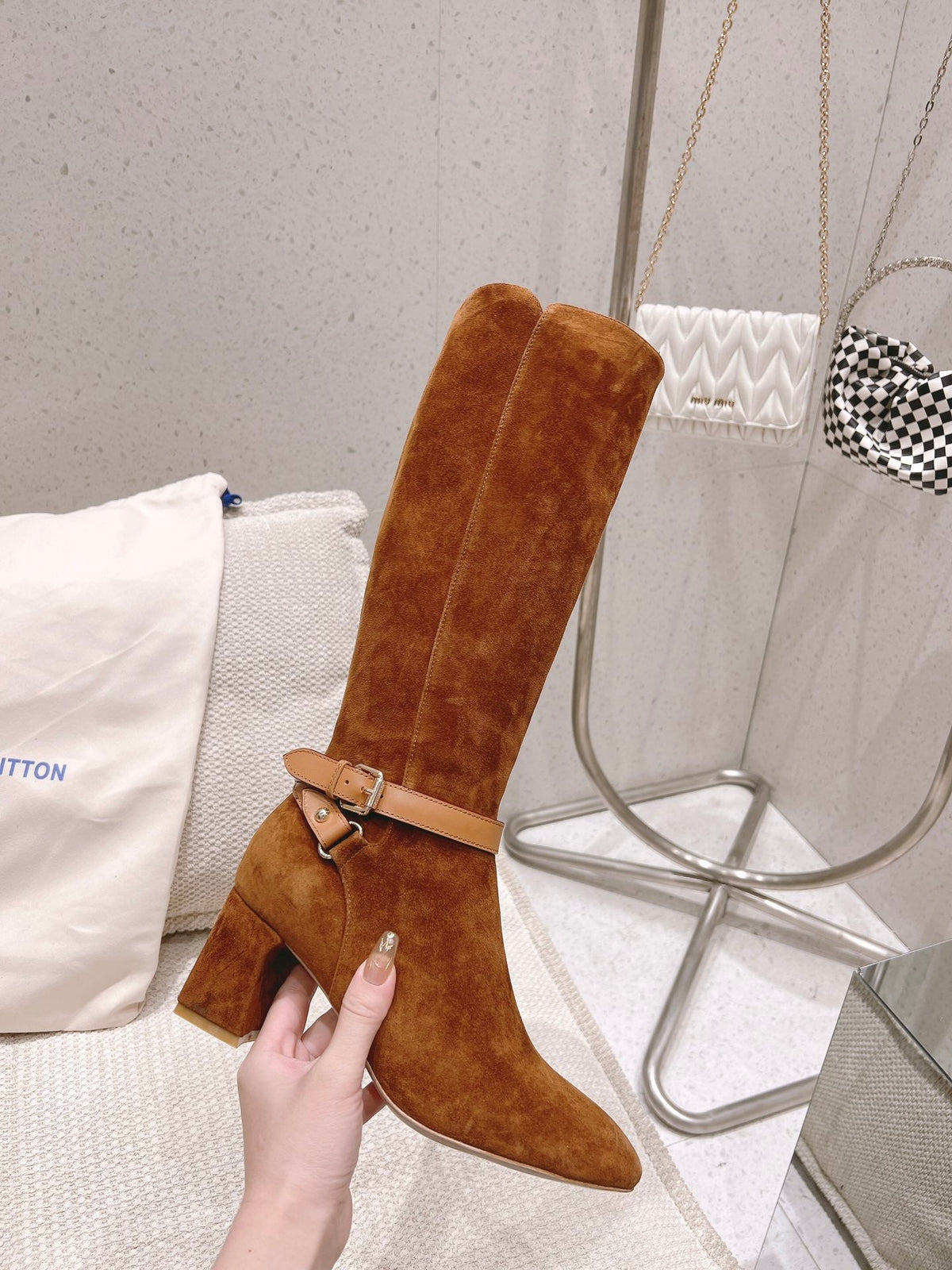 Louis Vuitton Parisienne Leather Knee-High Boots
