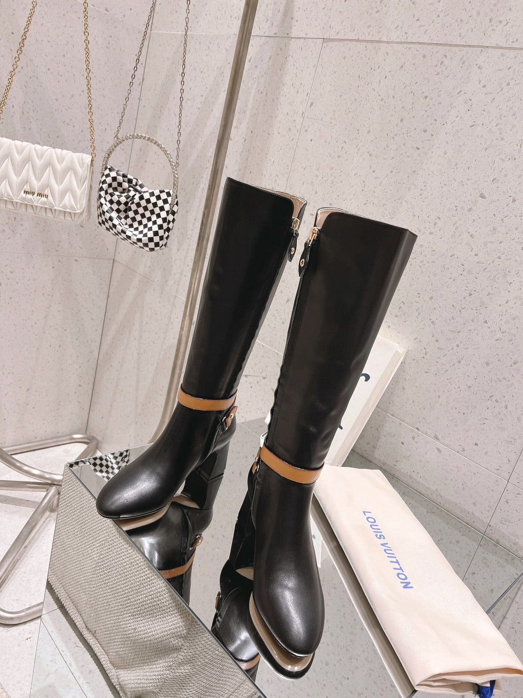 Louis Vuitton Parisienne Leather Knee-High Boots