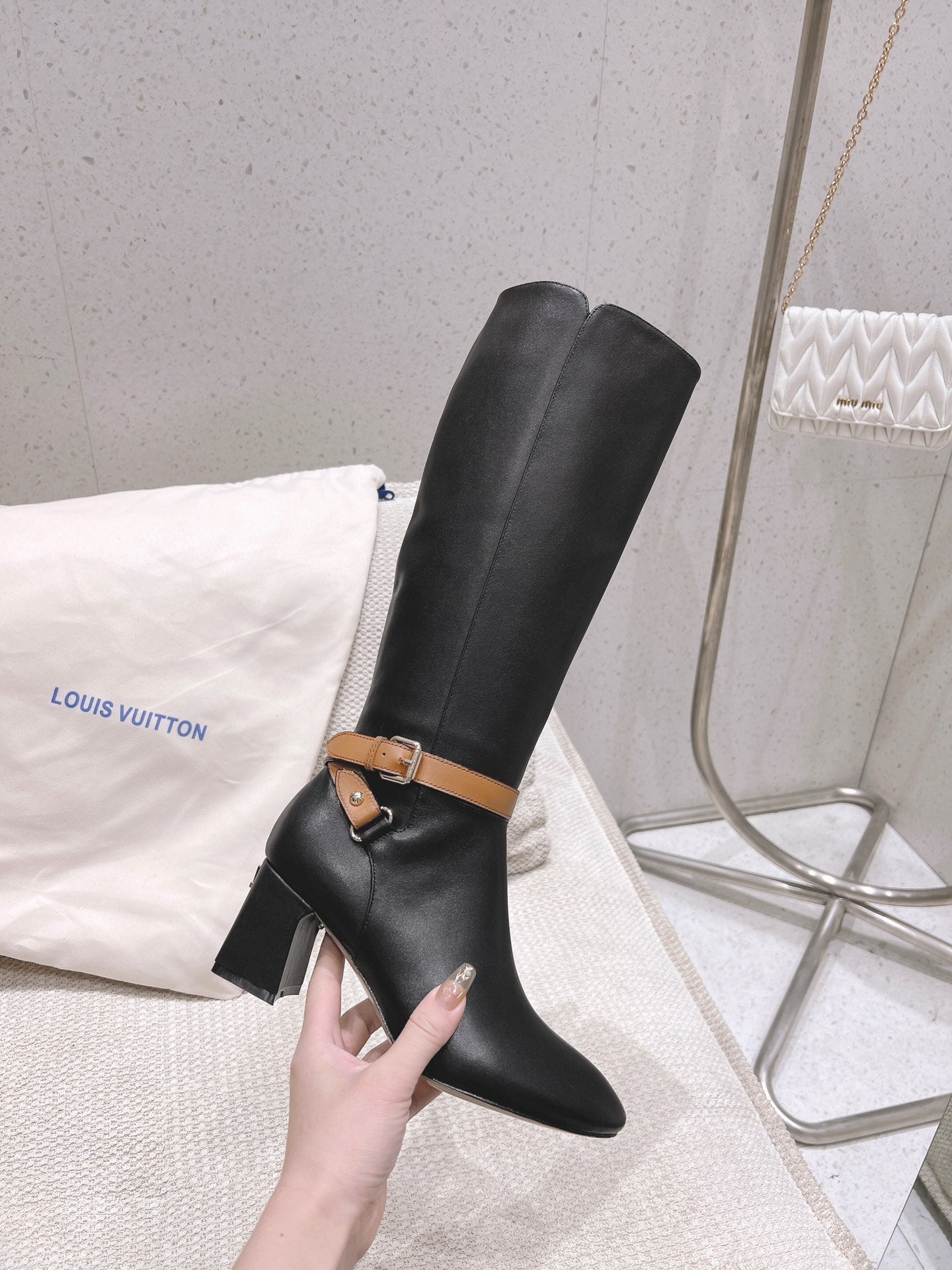 Louis Vuitton Parisienne Leather Knee-High Boots