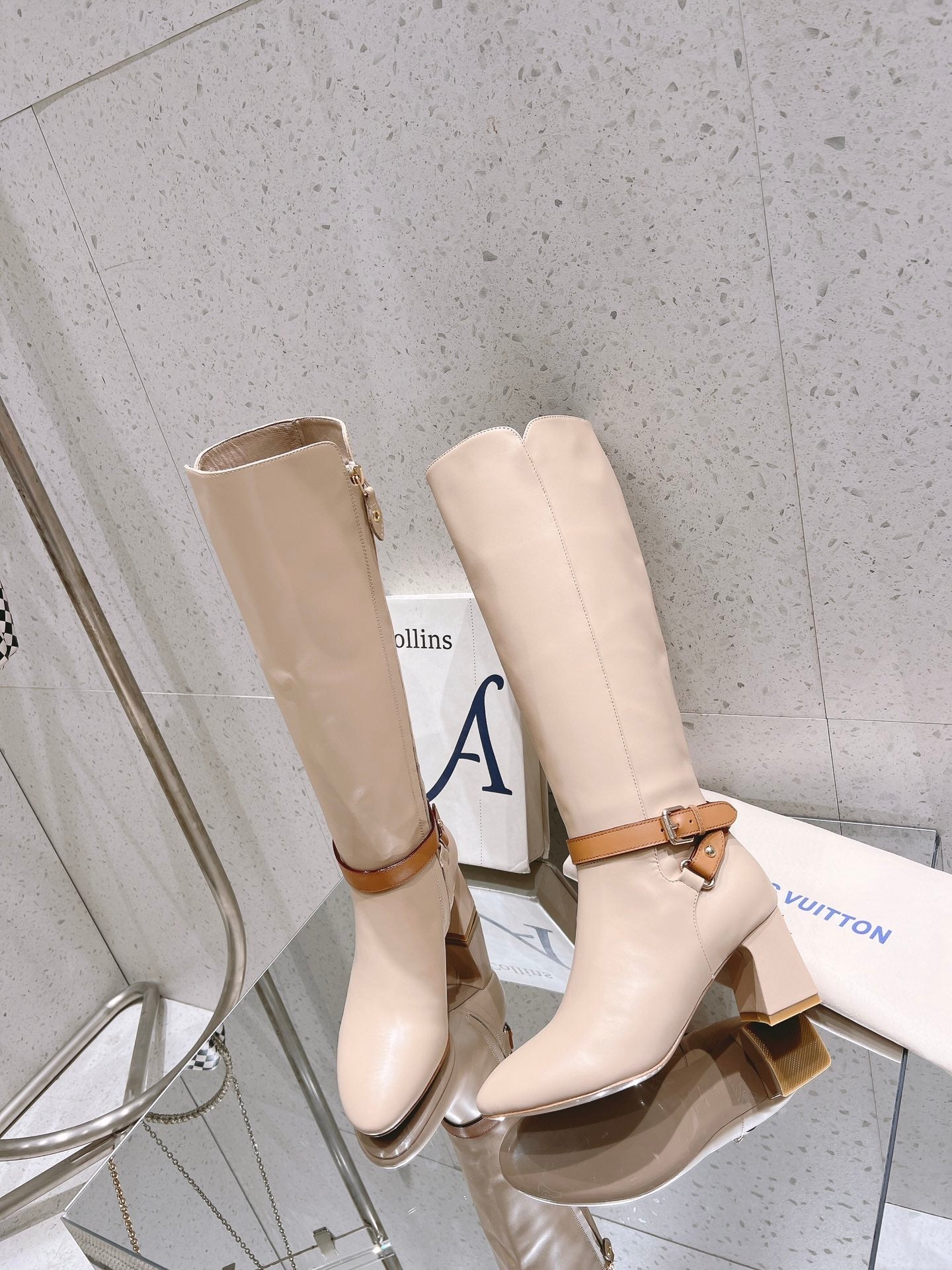 Louis Vuitton Parisienne Leather Knee-High Boots