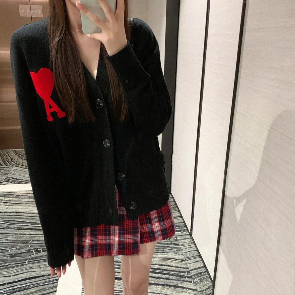AMI Paris Heart A Knit Cardigan