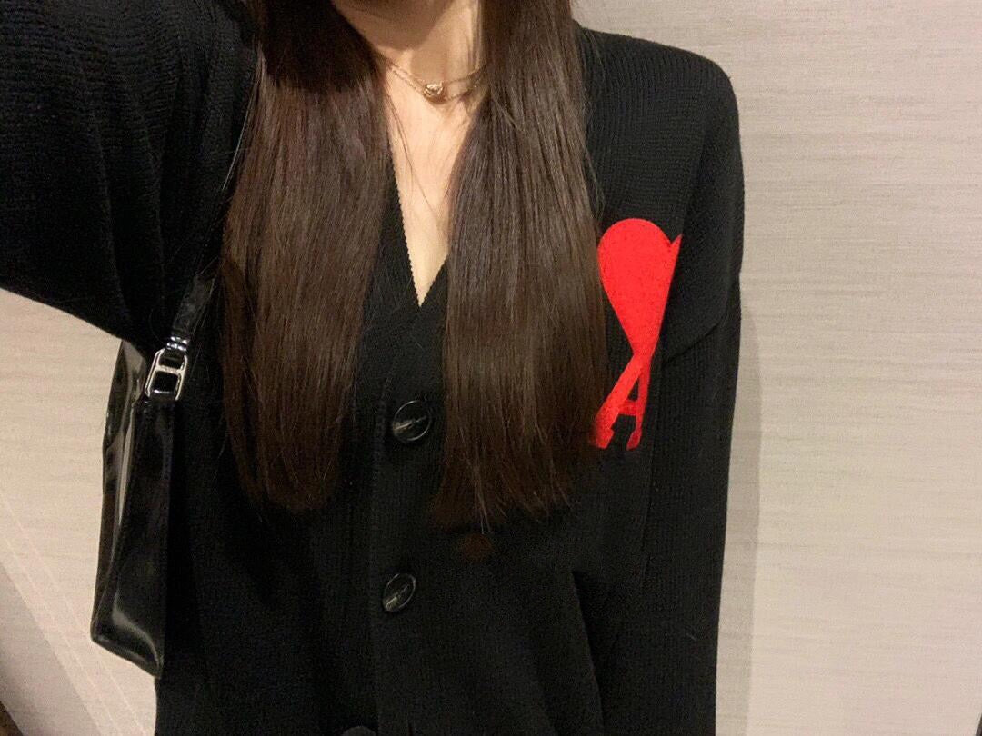 AMI Paris Heart A Knit Cardigan