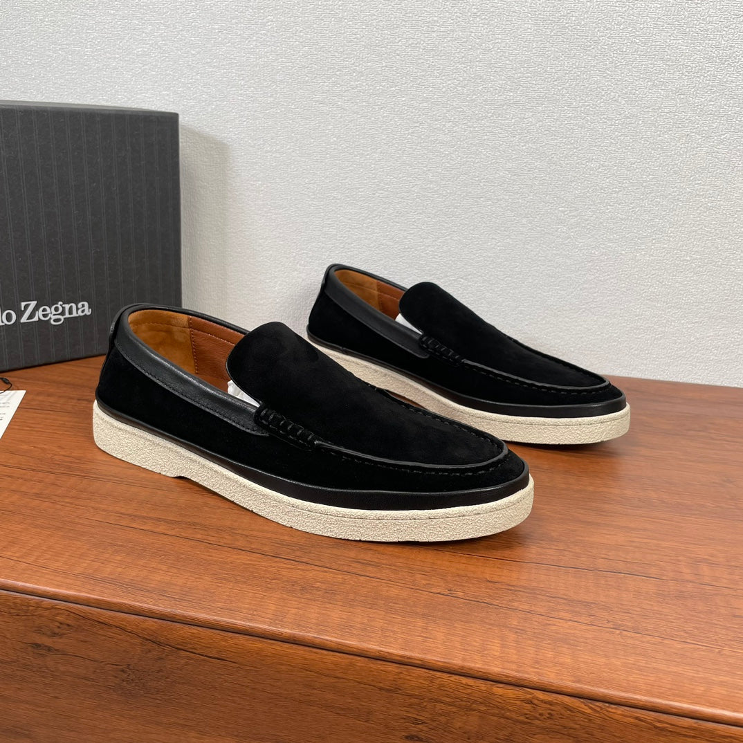 Zegna Men's Suede Leather Slip-On Loafers