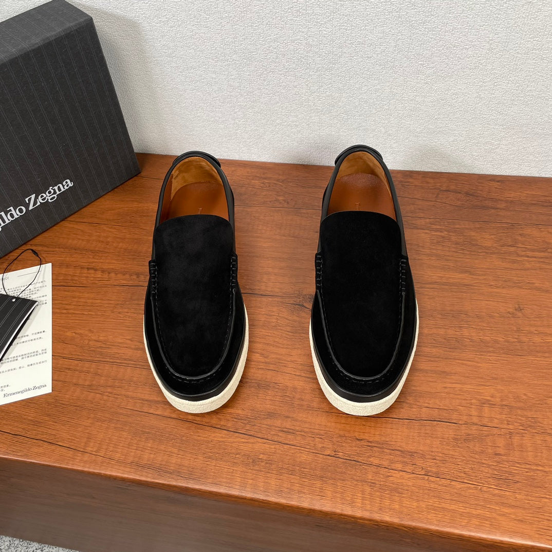 Zegna Men's Suede Leather Slip-On Loafers