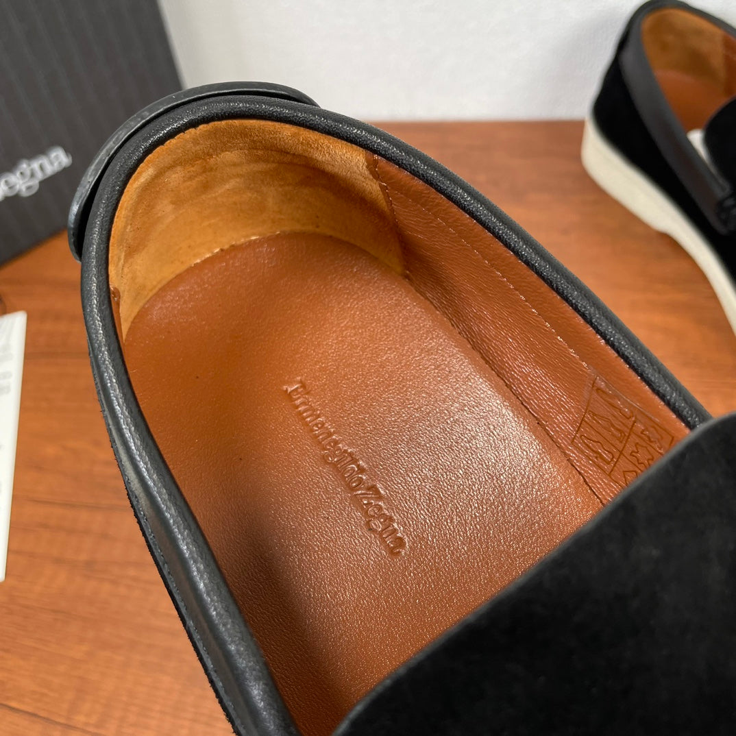 Zegna Men's Suede Leather Slip-On Loafers