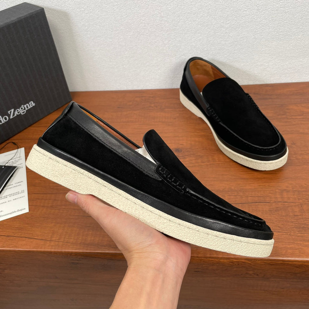 Zegna Men's Suede Leather Slip-On Loafers