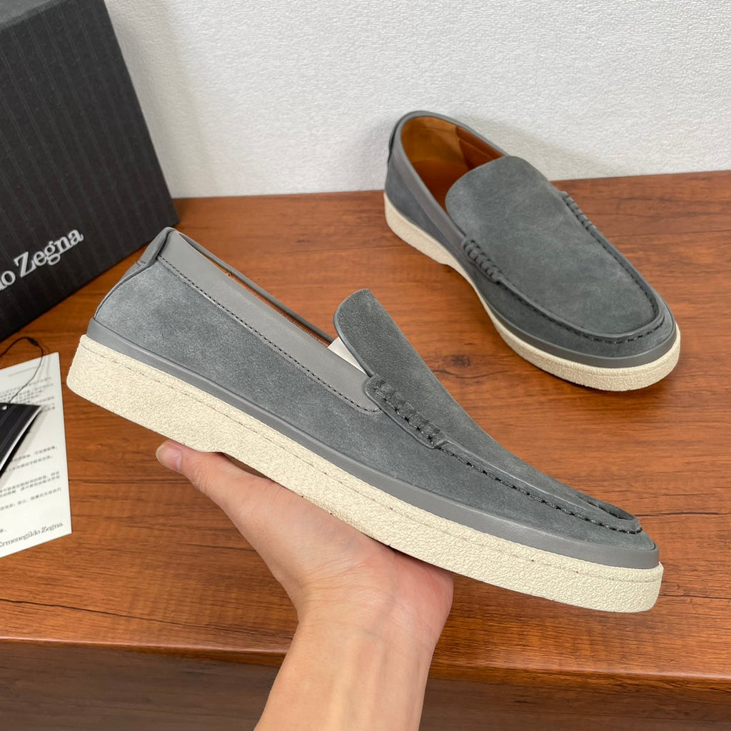 Zegna Men's Suede Leather Slip-On Loafers